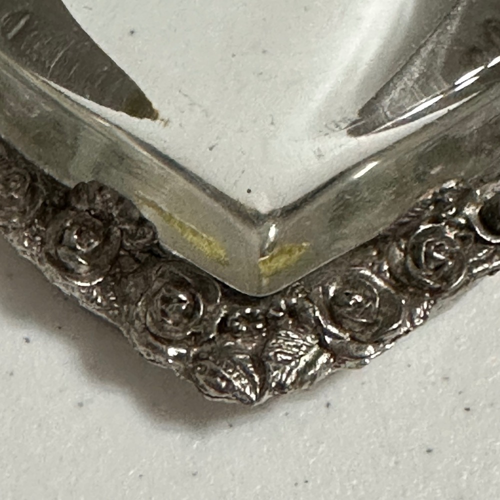 Metzke Rose Floral Heart Picture Frame Pewter VTG 1989 Silver Tone Paperweight - Picture 2 of 7